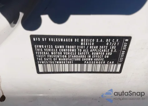 2021 Volkswagen Jetta 1.4T Sel from USA, damaged, VIN 3VWE57BU7MM067601